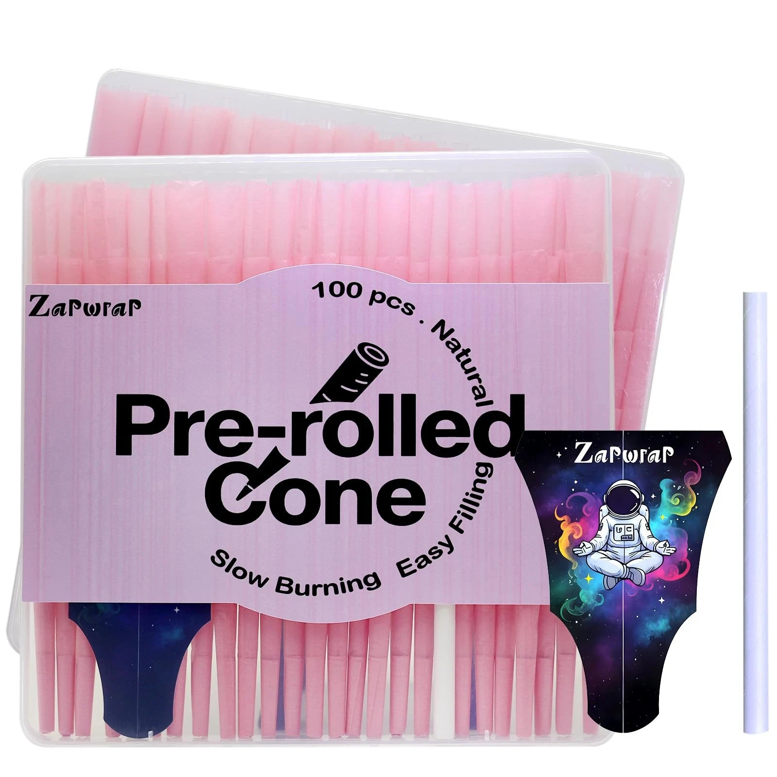 100 PACK Pink Cones Rolling Paper | King Size | 108mm | Pre Rolled Cones with…