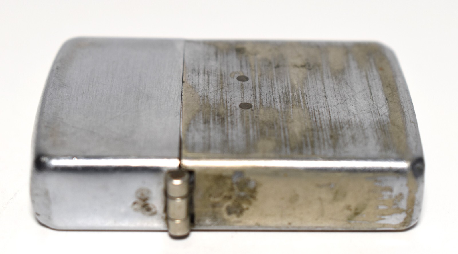 RARE Vintage 3 Barrel Hinge Blank Chrome 14 Hole Zippo Lighter Patent 2032695