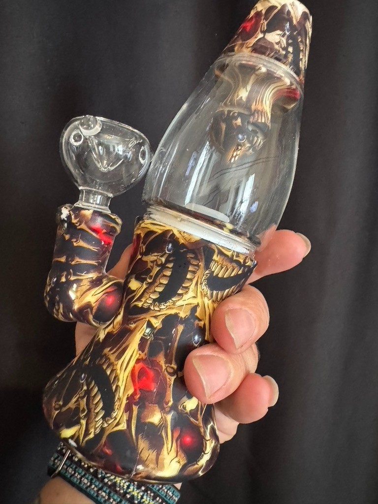 Bong 8″ Inch LAVA LAMP BONG Silicone Glass Water Pipe Bubbler