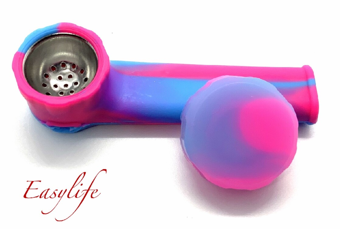 Silicone Smoking Pipe with Metal Bowl US SELLER