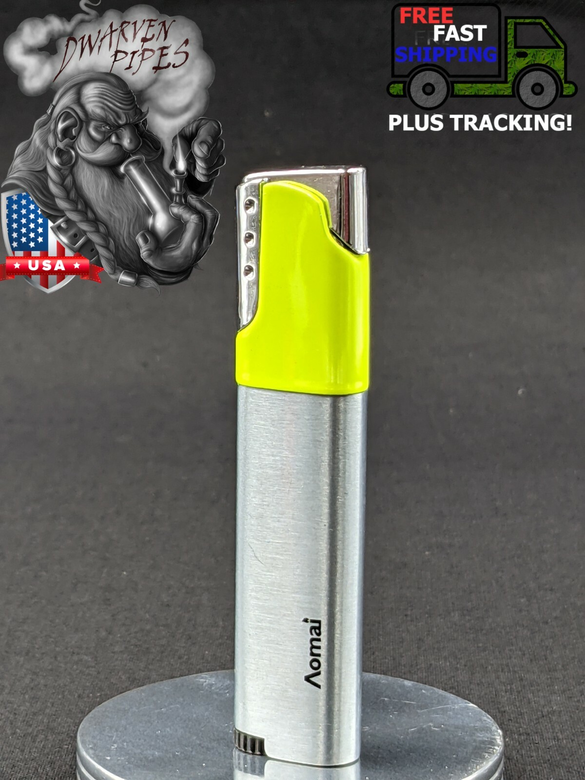 Aomai Jet Torch Windproof Butane Lighter Color Tops Neon Yellow