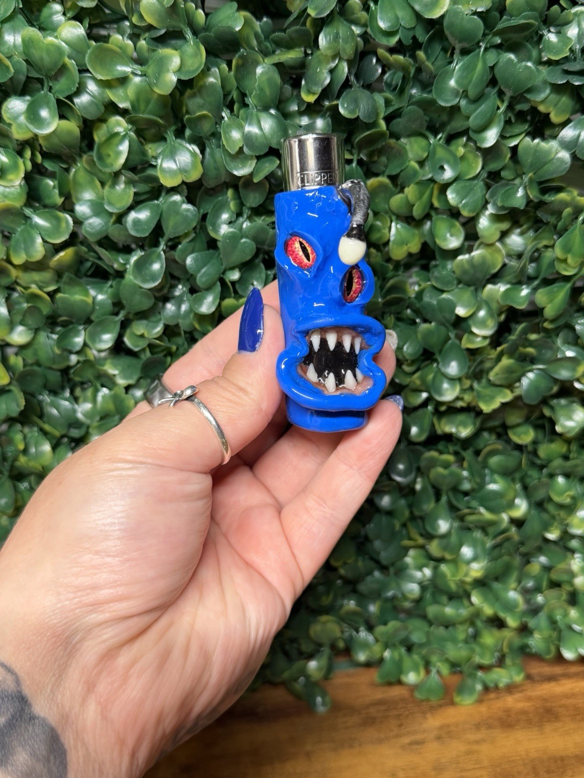 CLIPPER LIGHTER SLEEVE POLYMER CLAY HANDMADE ANGLER FISH SMOKING ACCESSORIES
