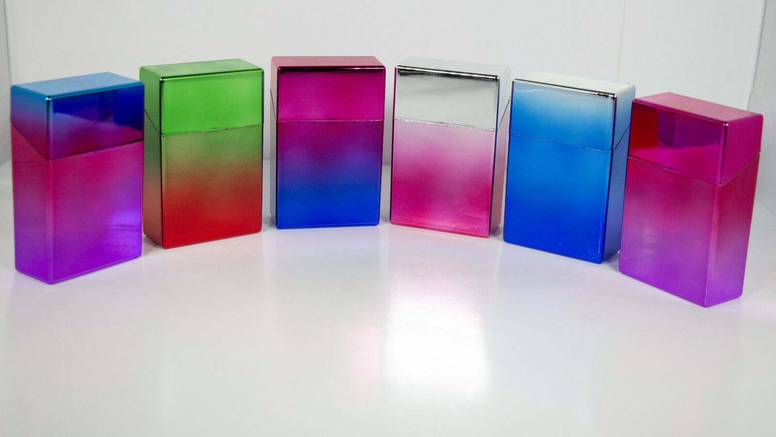 12 Assorted Gradient Design Push Open Cigarette Case Pack Holders for King Size