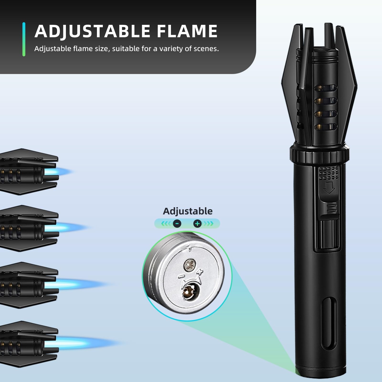 2 Pack Mini Torch Lighter Straight Flame Small Refillable Butane Black