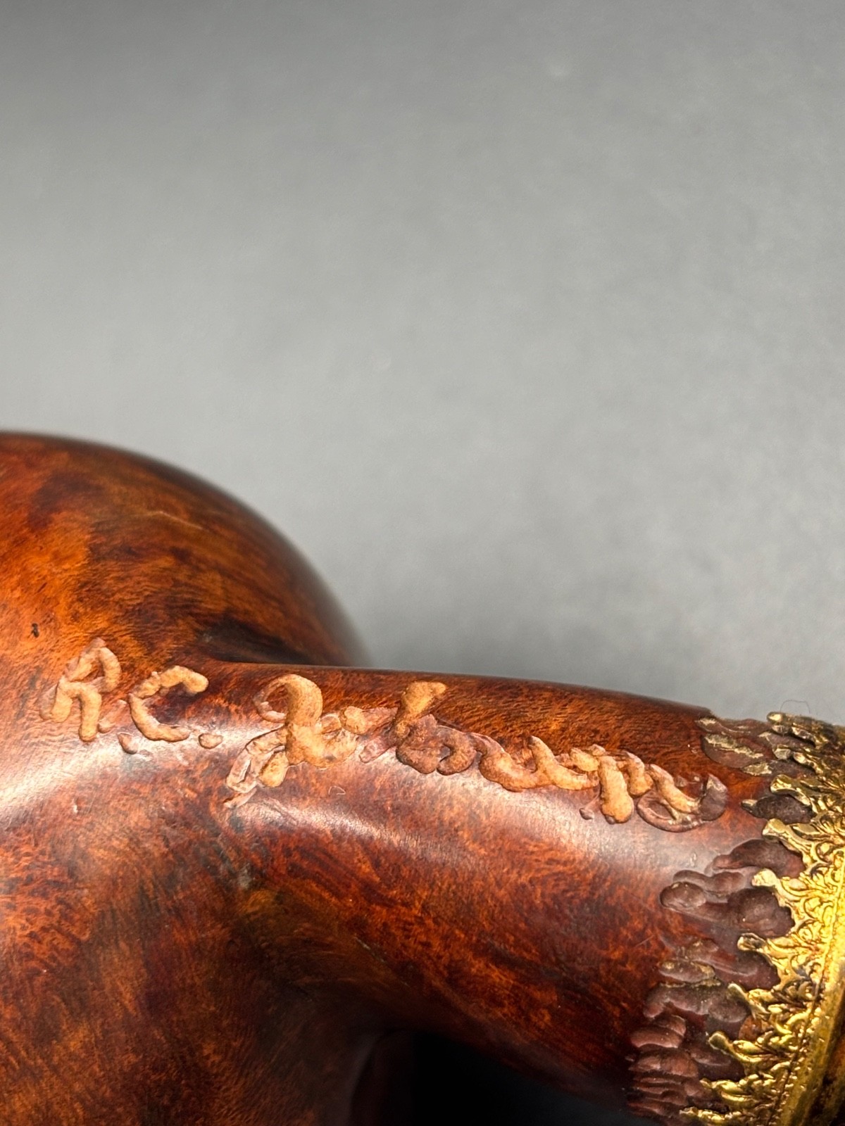 RC Johnson Smooth Freehand Brandy w/ Gold Crown Accent Artisan Estate Pipe