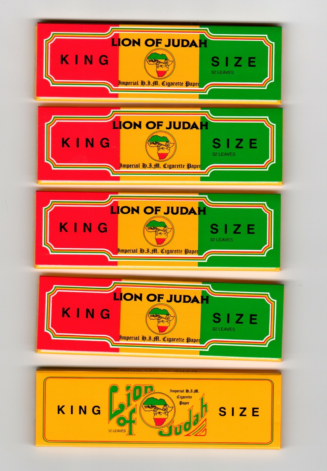LION OF JUDAH Rolling Papers Lot Of 5 Packs Made in Belgium 32 leaves KING SIZE