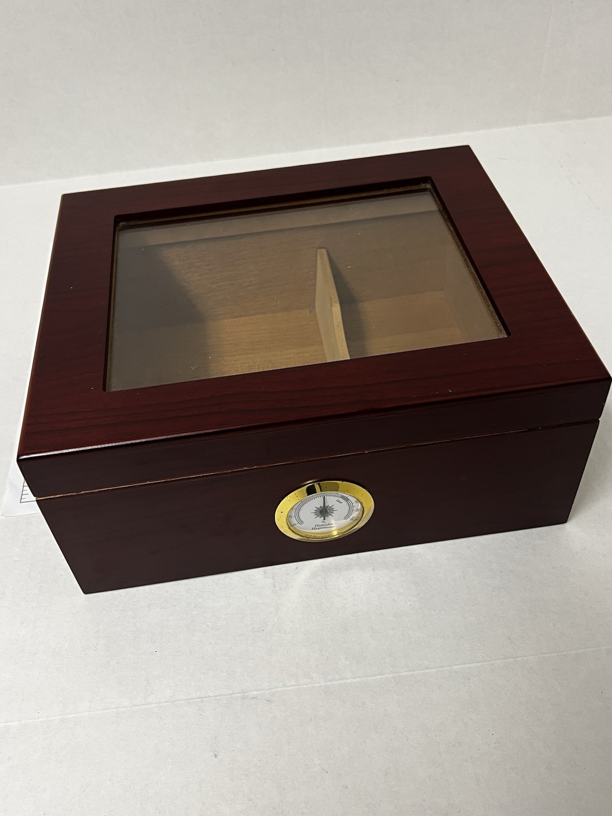 Cherry Wood Glass Top Cigar Humidor w/ Sure Seal Lid – Cedar Lined CB5