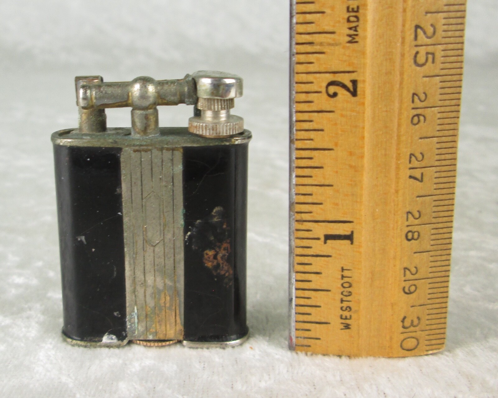Golden Wheel Lighter Lift Arm Black Silver Art Deco Parts or Repair