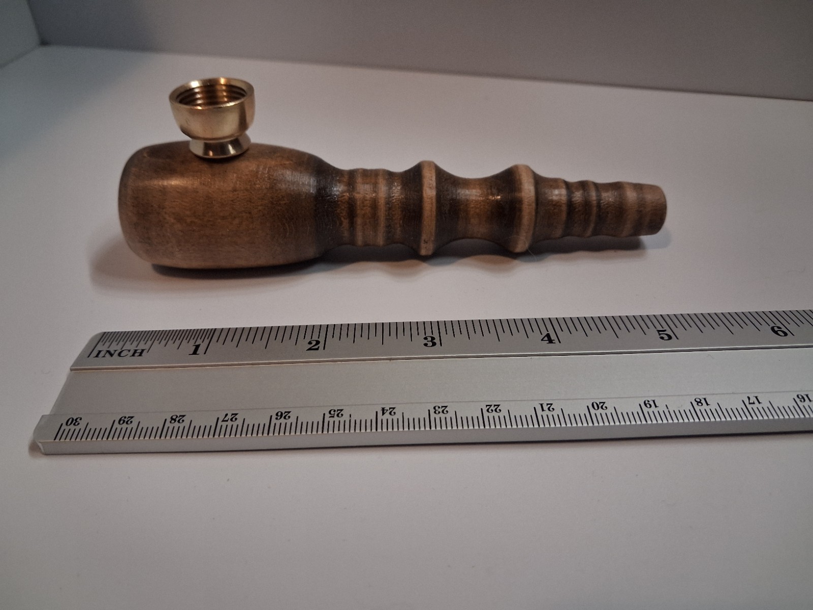 Medium Char Hard Maple Enthusiast’s Pipe, Brass Bowl, Hand Made, One Of A Kind