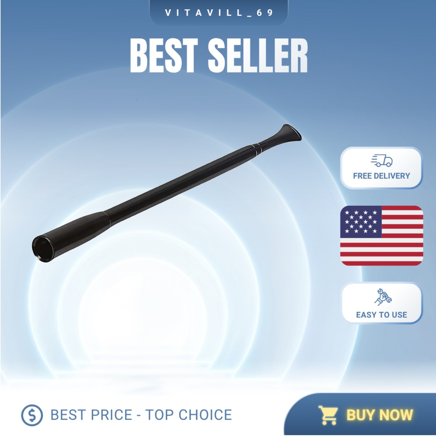 Retro Black Cigarette Holder for Costumes – Adjustable Length and Chic Design