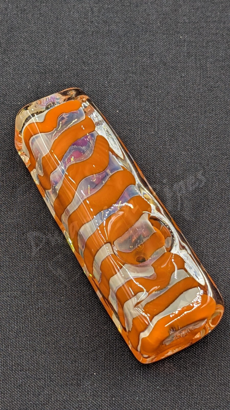 3″ Tobacco Smoking Pipe Bowl Heavy Rectangle Style Glass Hand Pipe Swirl Orange