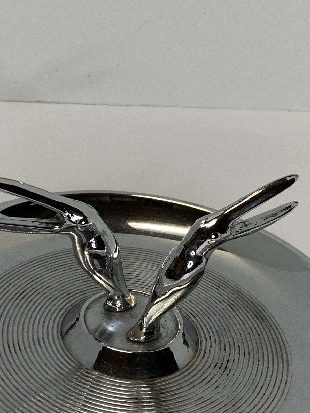 Pincherette Toucans Diecasters Inc Art Deco Chrome Ashtray MCM Made In U.S.A.