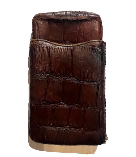 Vintage English Antique Victorian Crocodile Leather Travel Cigar Case England