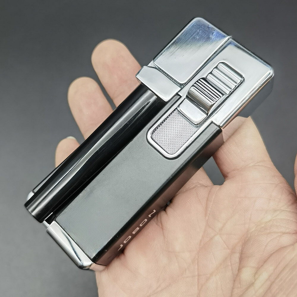 2 in 1 Folding Metal Lighter Pipe Portable Smoking Lighter w/ Free Screen Black