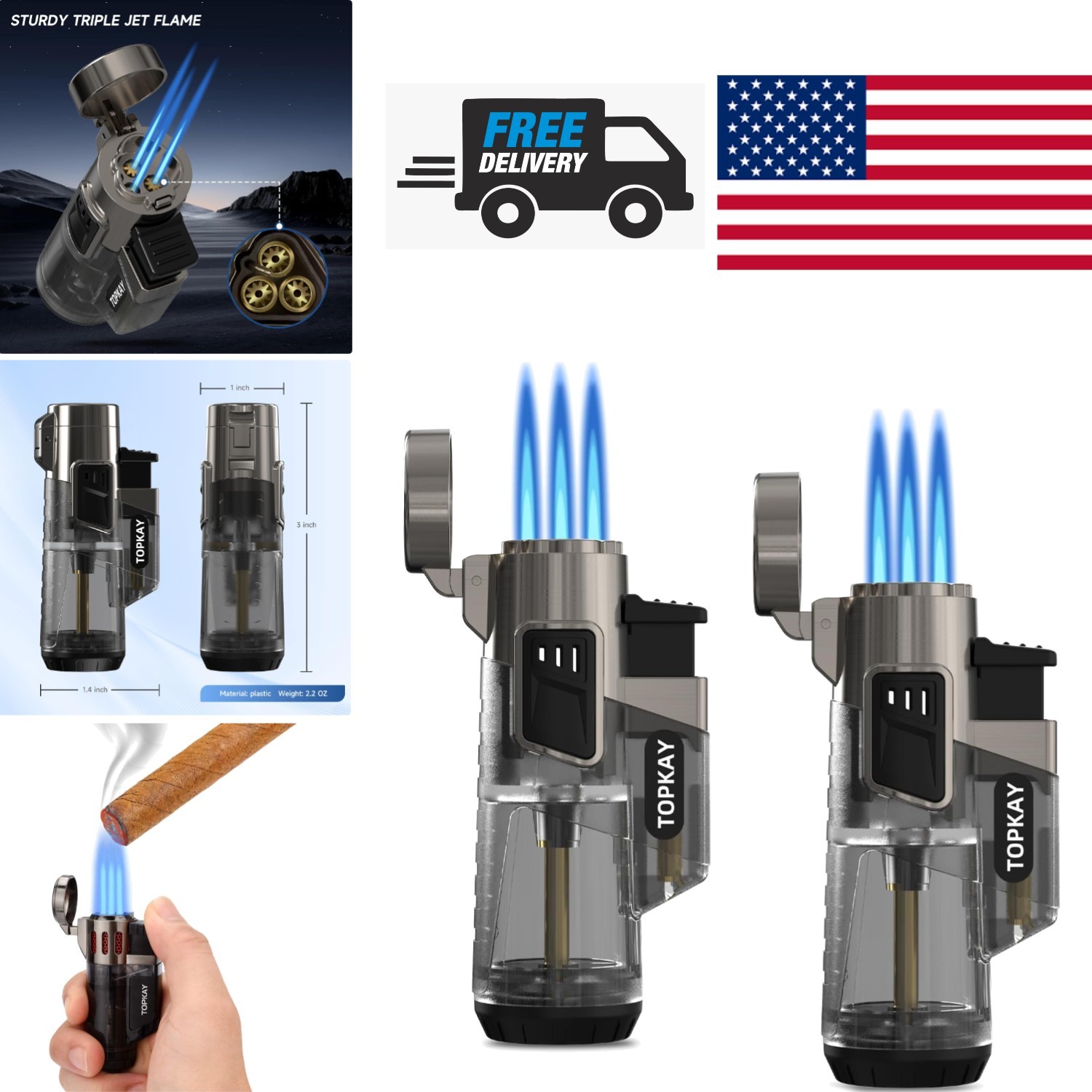 Classic Black Torch Lighters with Durable Construction for Long Lasting Use