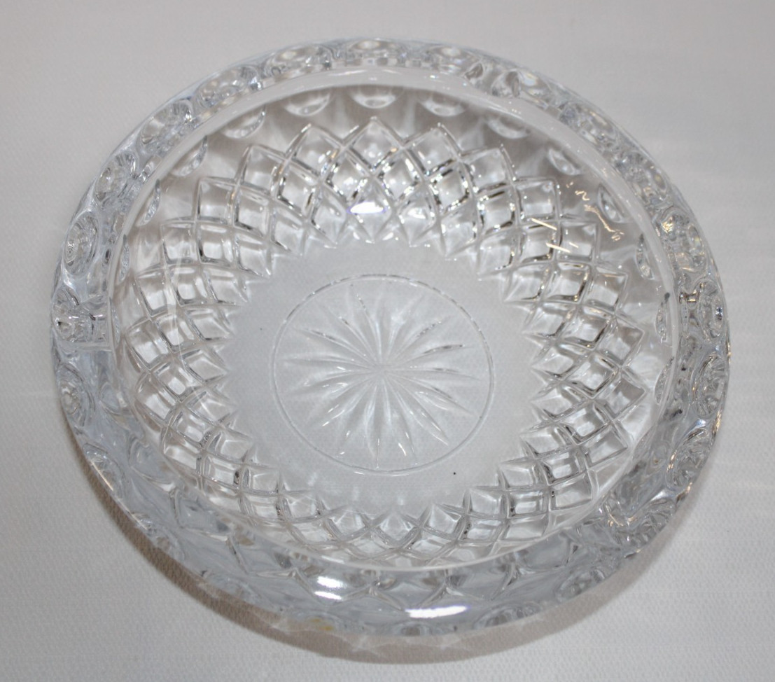 Vintage Princess House Lead Crystal Ashtray – Round Cut Glass Pattern –Heavy 2lb