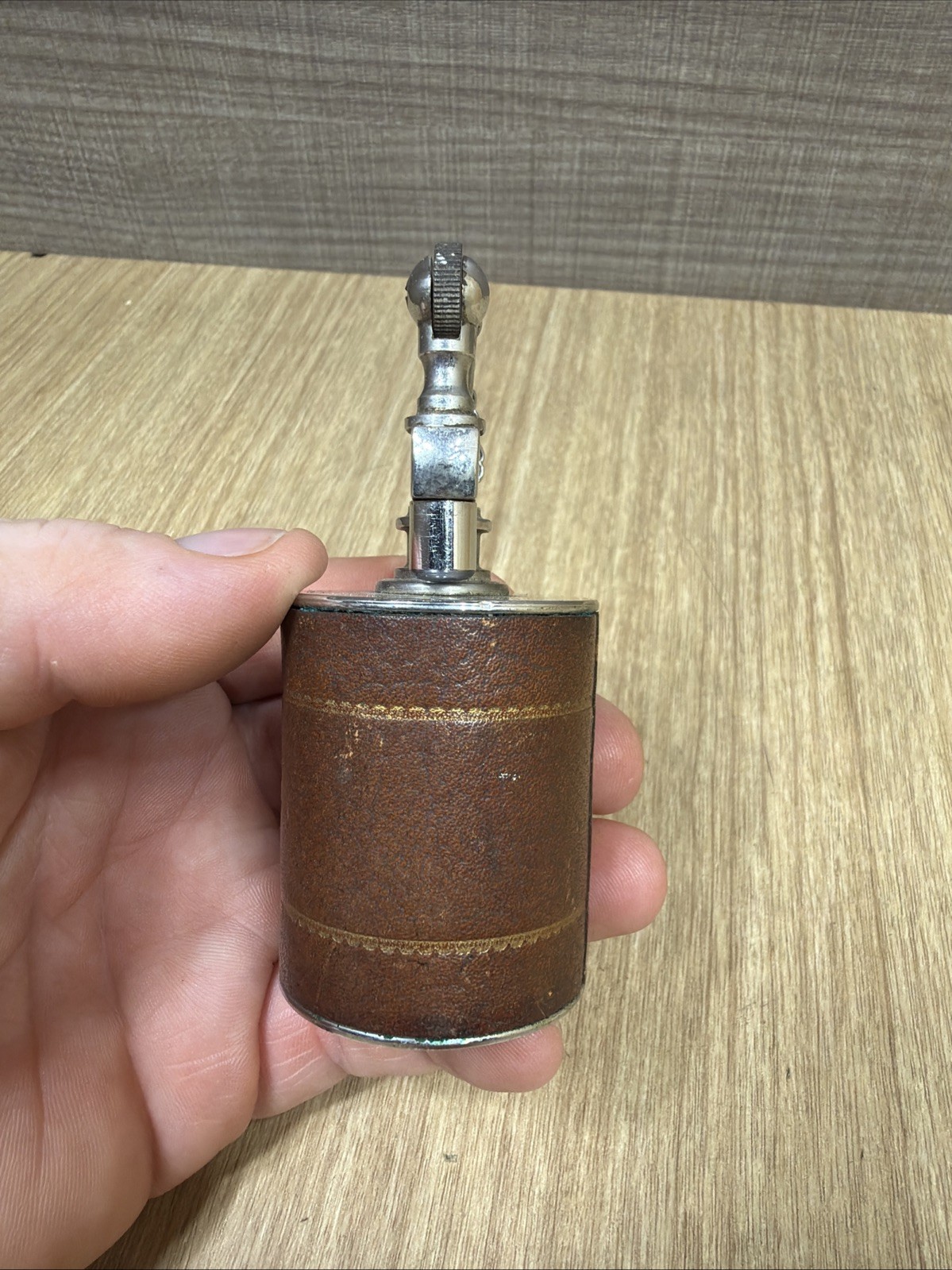 Vintage 1930’s Daltis “The Executive” Table Lighter. Untested Brown Leather