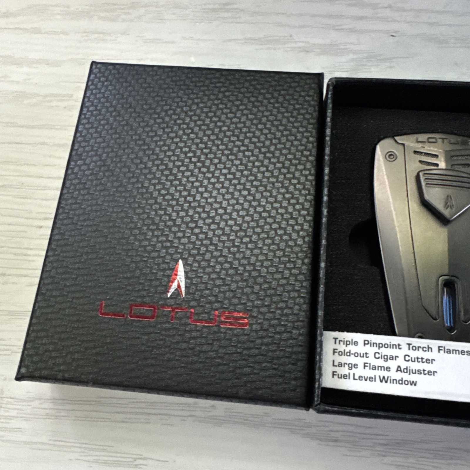 Lotus Fusion Triple Jet Torch Flame Cigar Lighter Gunmetal Chrome 5300 New
