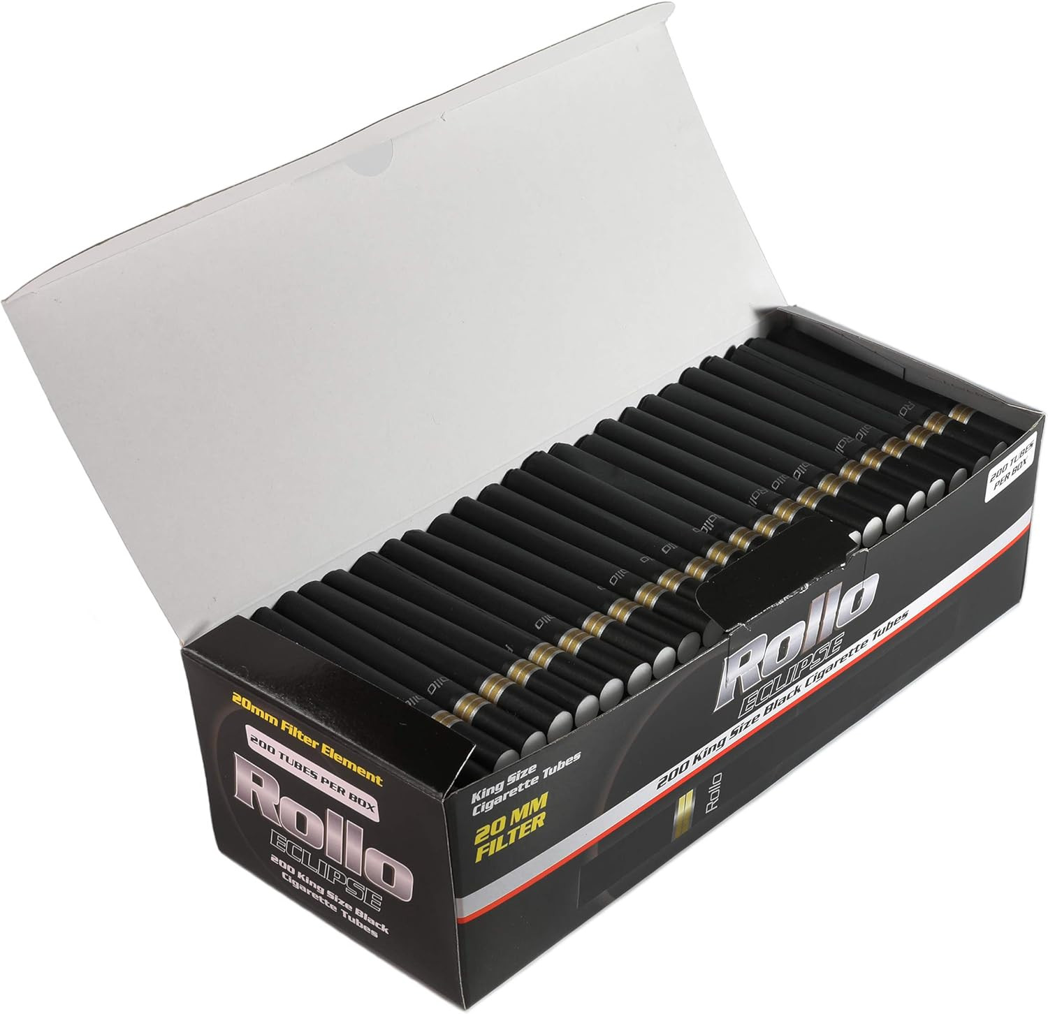 Eclipse Black Cigarette Tubes King Size 84Mm – Box of 200 | Black Paper with Ace