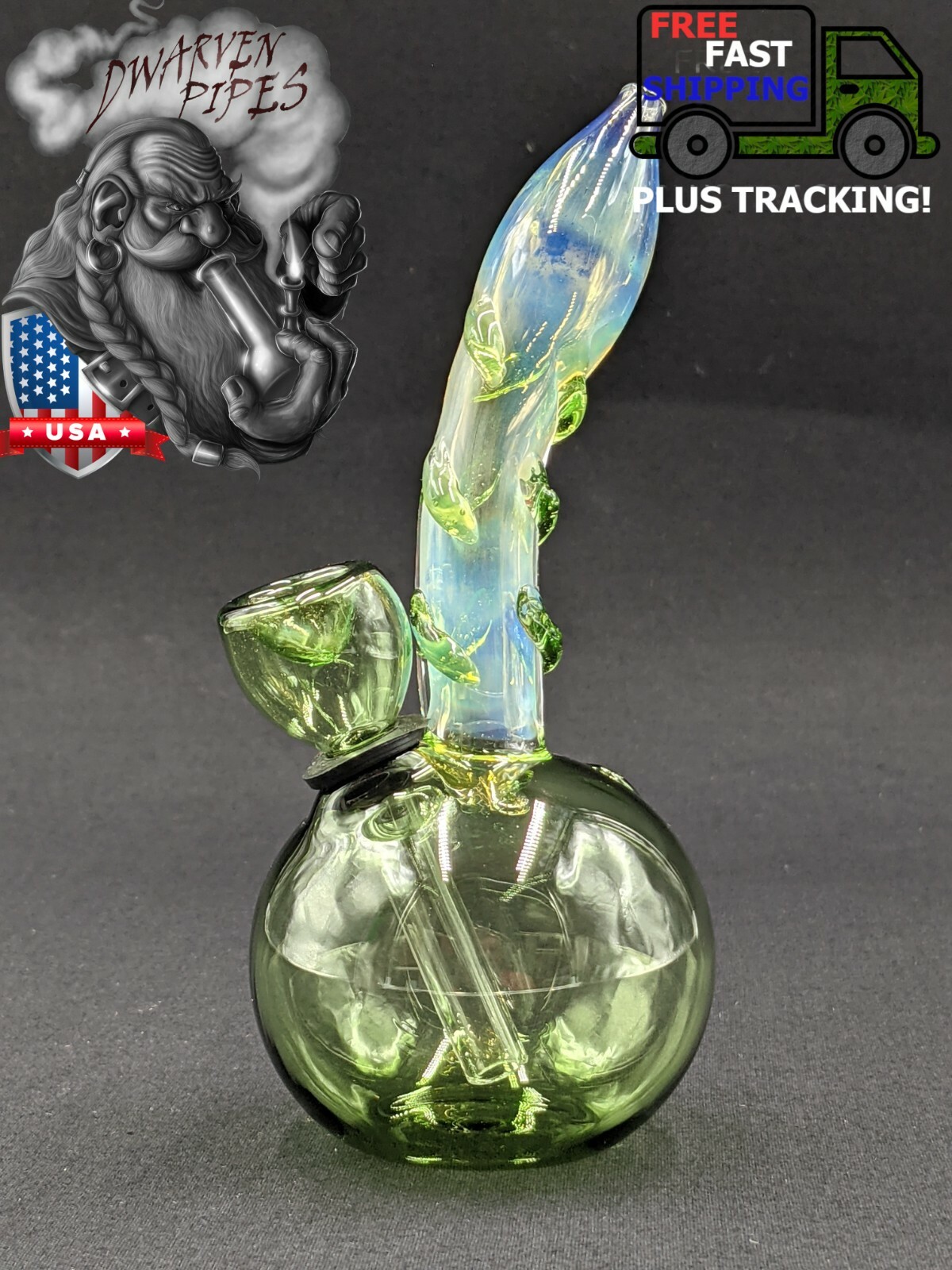 5″ Inch Glass Hookah Water Pipe Bong Round Green