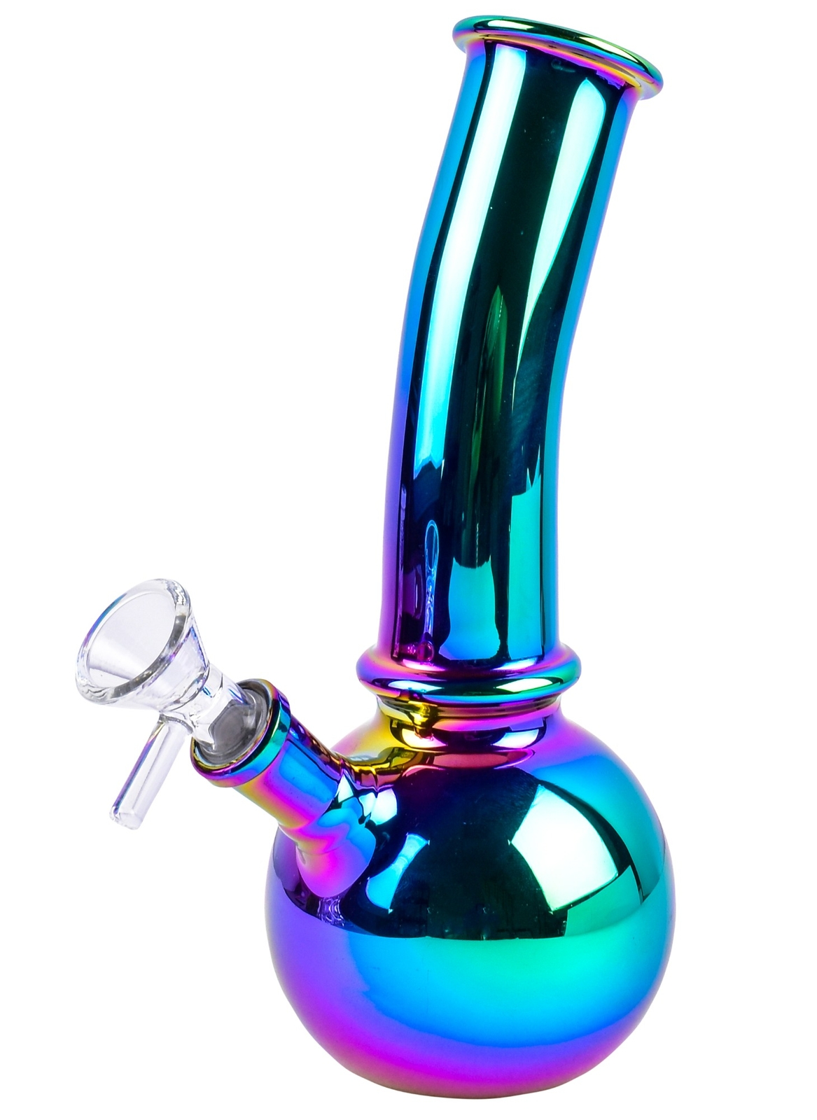 TILTED SHINY BONG Rainbow Spherical Bong Glass Water Pipe Hookah CUTE *USA*