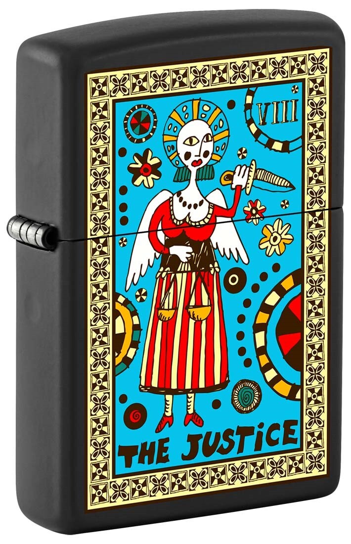 Zippo Tarot Card 8, The Justice Lighter, Black Matte NEW IN BOX