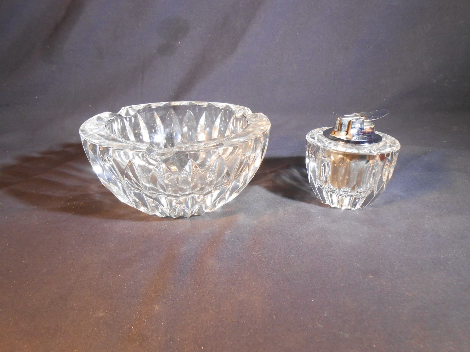 Vintage RONSON Duchesse Crystal Table Top Lighter and ashtray. Germany