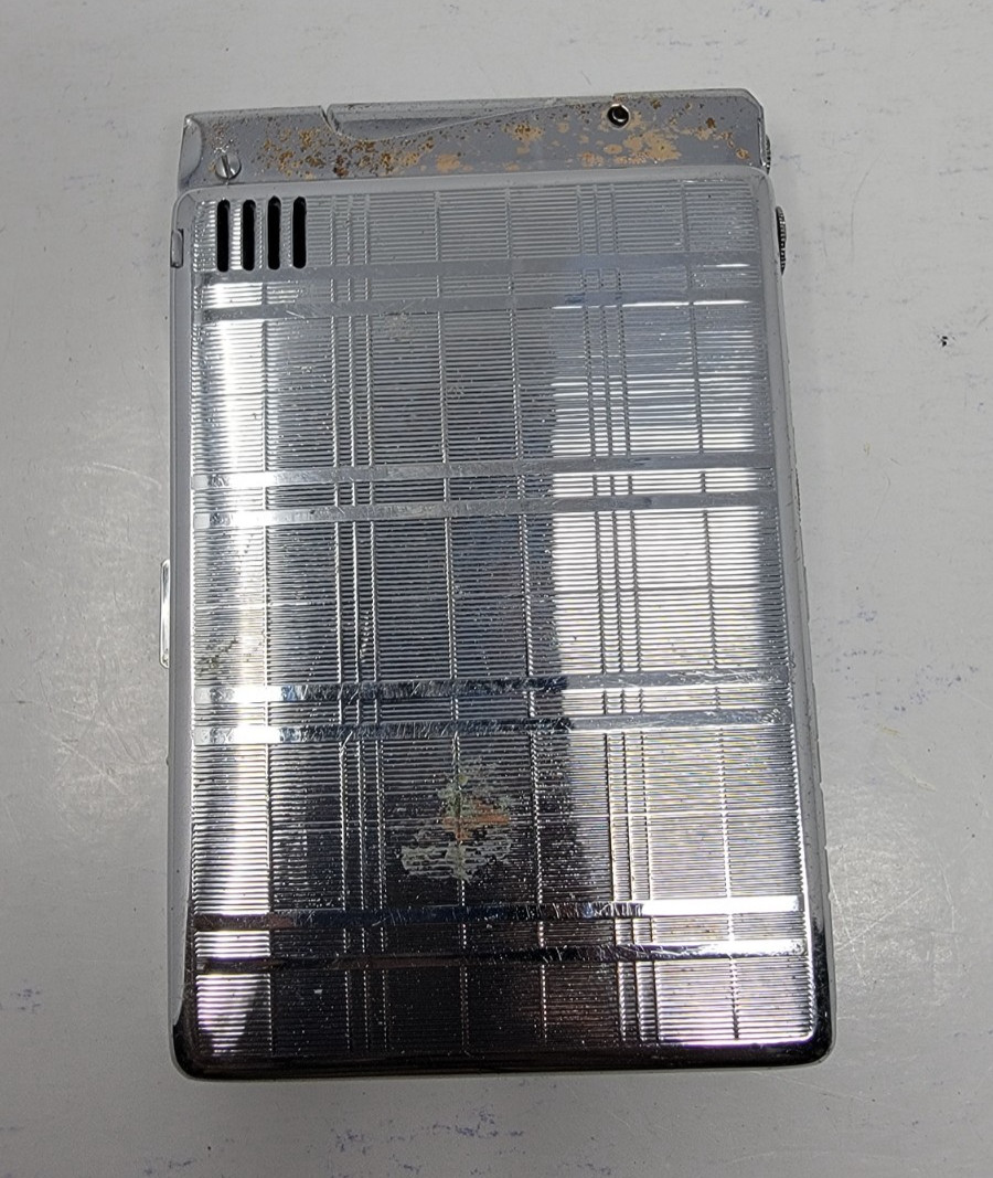 1930s Lido Automatic Cigarette Lighter & Case Art Deco Chrome Not Working Fair C