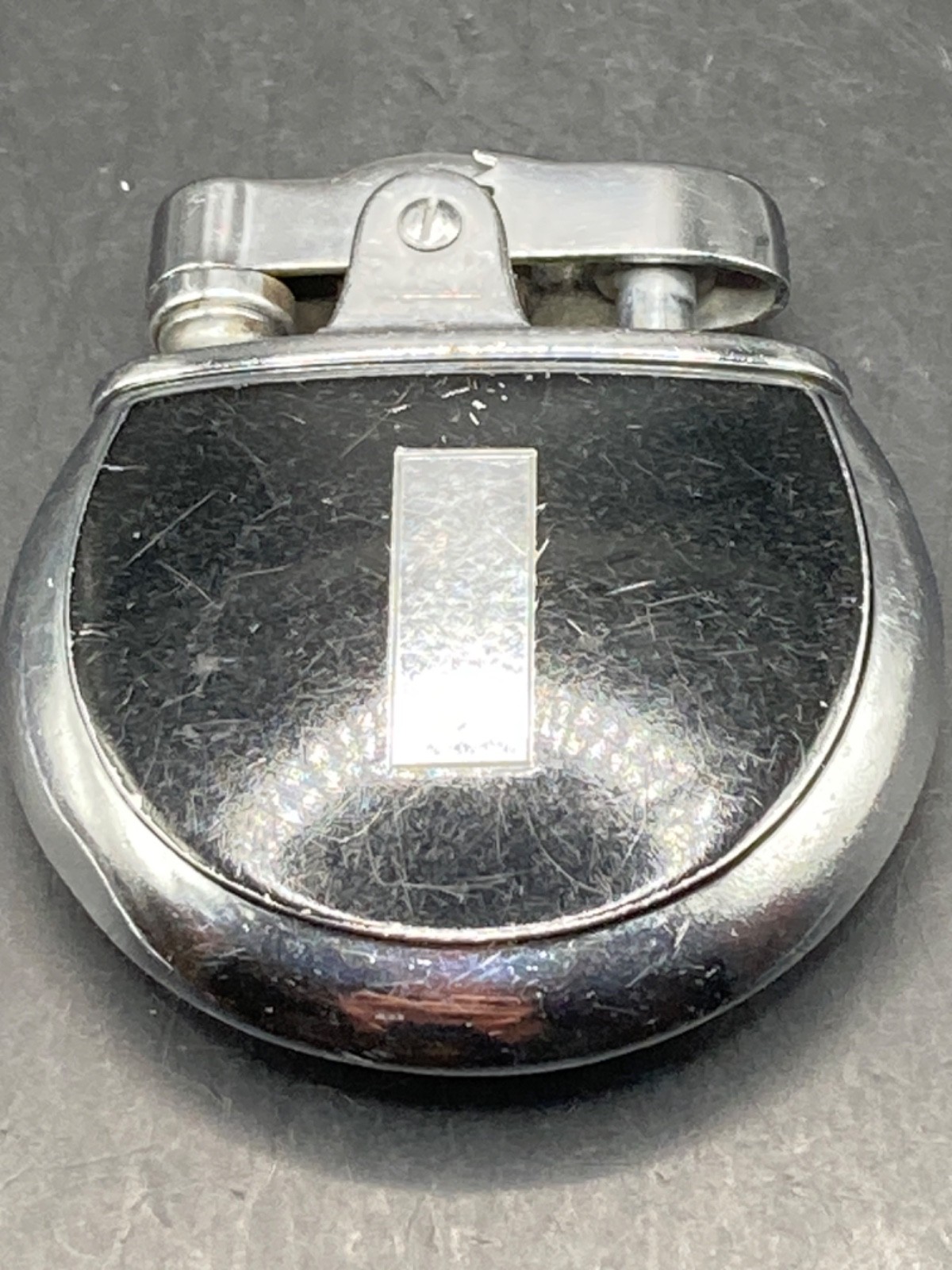 Vintage Ronson “Rondette” Pocket Lighter, Chrome and Black Enamel