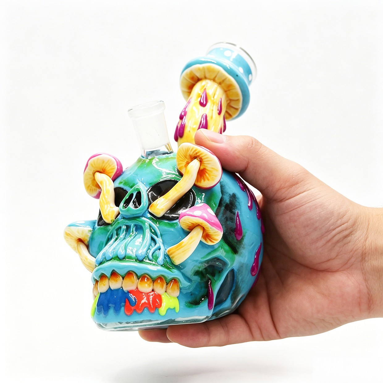 Halloween Skull 6IN Glass Bong Water Pipes Smoking Perc Bongs Hookah w/14mm bowl