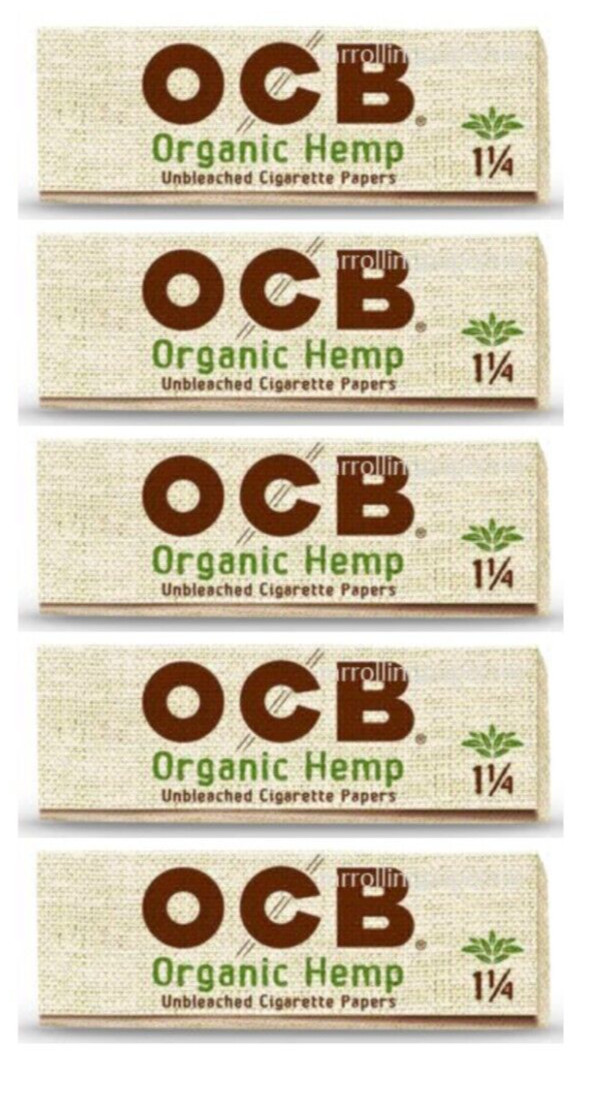 5x OCB Organic Hemp Rolling Papers 1 1/4 50 Lvs FREE USA Shipping *Great Prices*