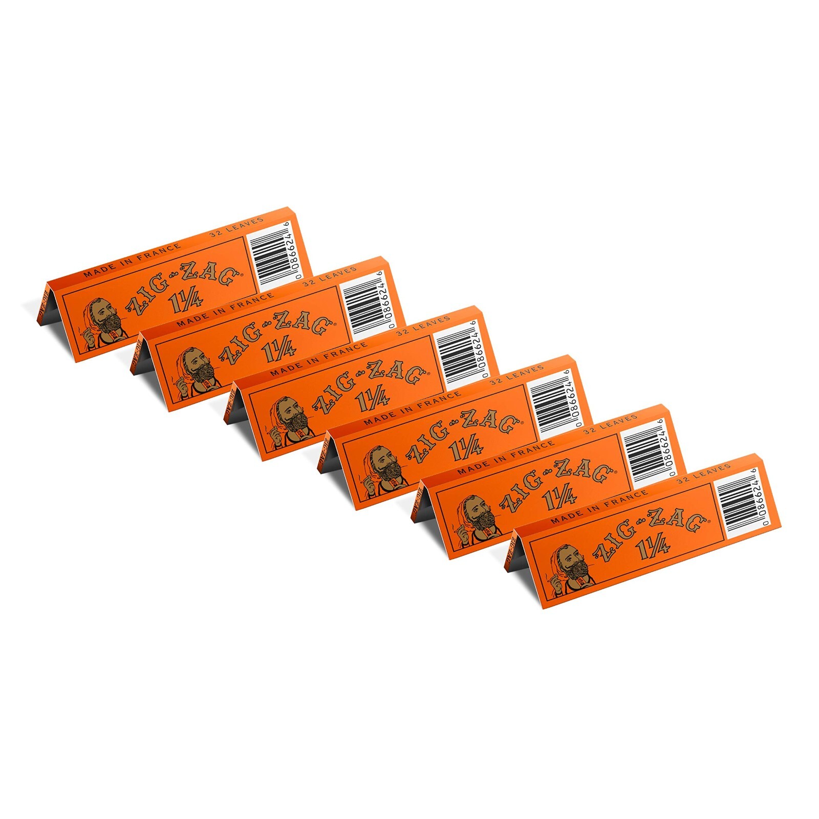 😎ZIG ZAG ORANGE CIGARETTE ROLLING PAPERS 1 1/4, 6 BOOKLETS✨👀