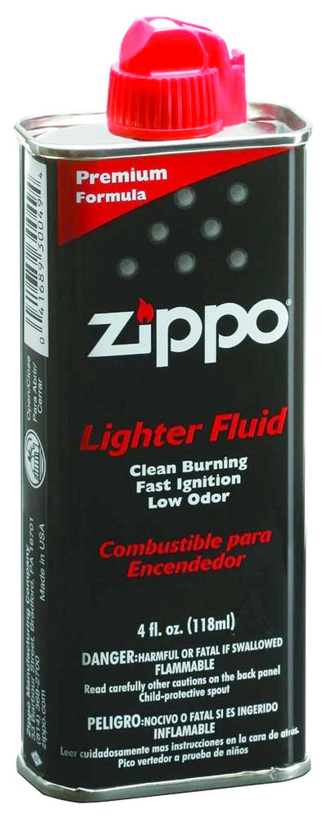 Zippo Lighter Fluid 4oz metal can Fuel for wick lighters handwarmer solvent 3341