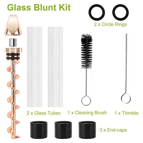 Glass Blunt Pipe Twisty 7-in-1 Grinder Blunt Kit w/ Smoking Metal Tip Cleaning