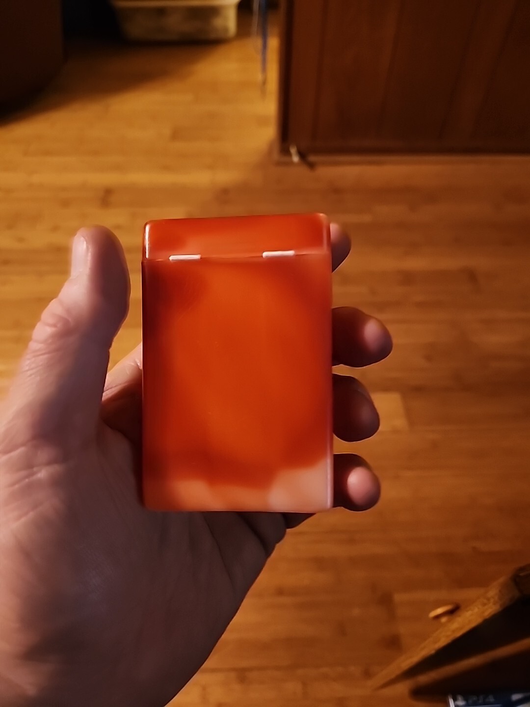 SHARGIO Red Marble Hinged Hard Plastic Cigarette Case