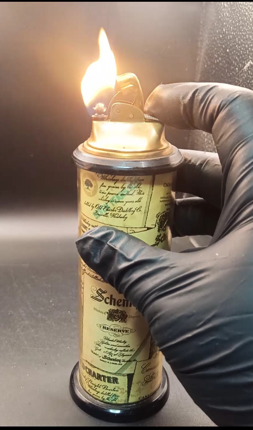 Unique Vintage Multiple Whiskey Labels Advertisement Petrol Table Lighter Workin