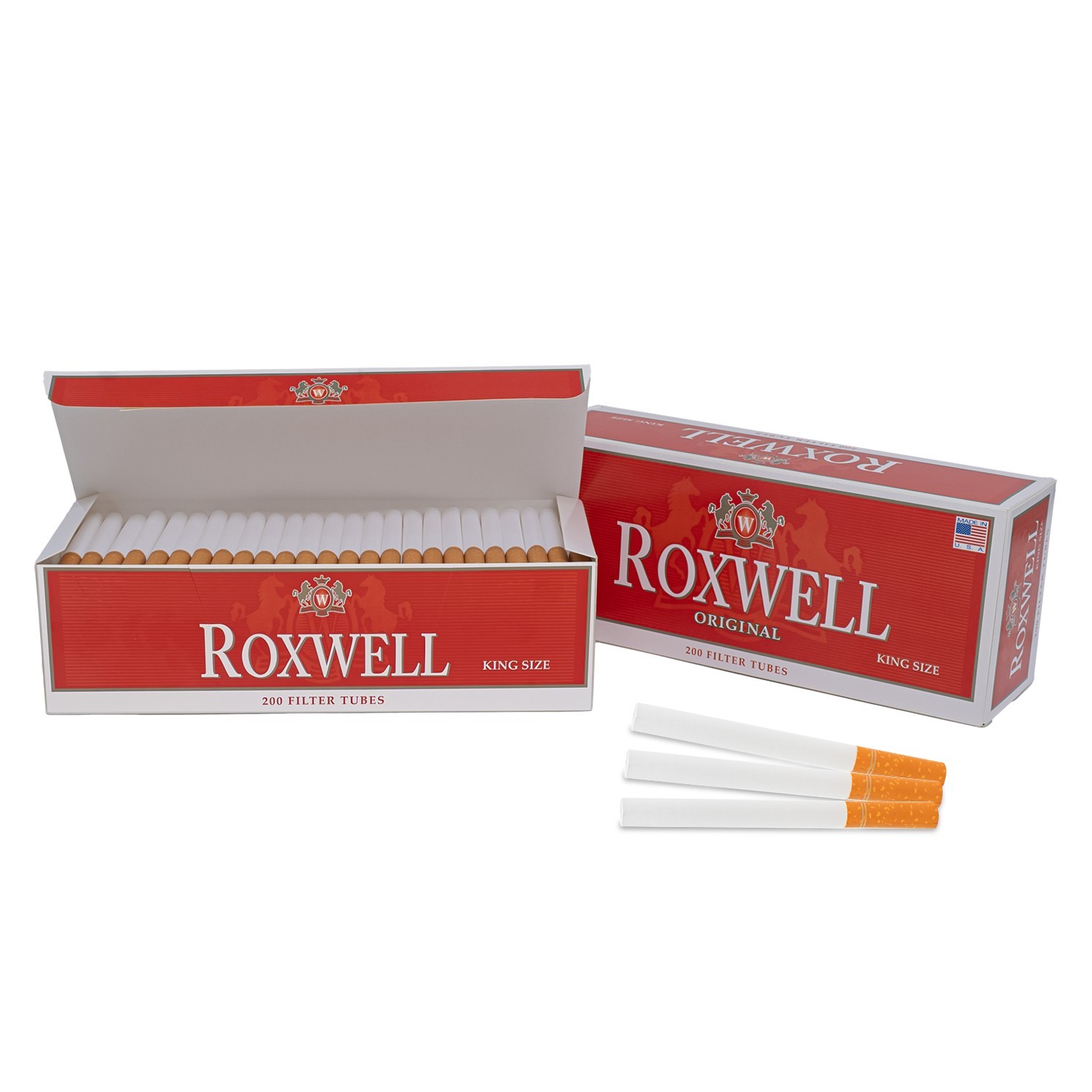 Roxwell Cigarette Tubes King Size Original Red Superior Quality 2 Box of 200 Ct