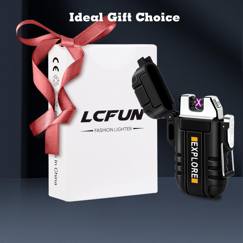 Waterproof Electric Lighter Windproof Dual Arc USB Rechargeable Flameless Plasma