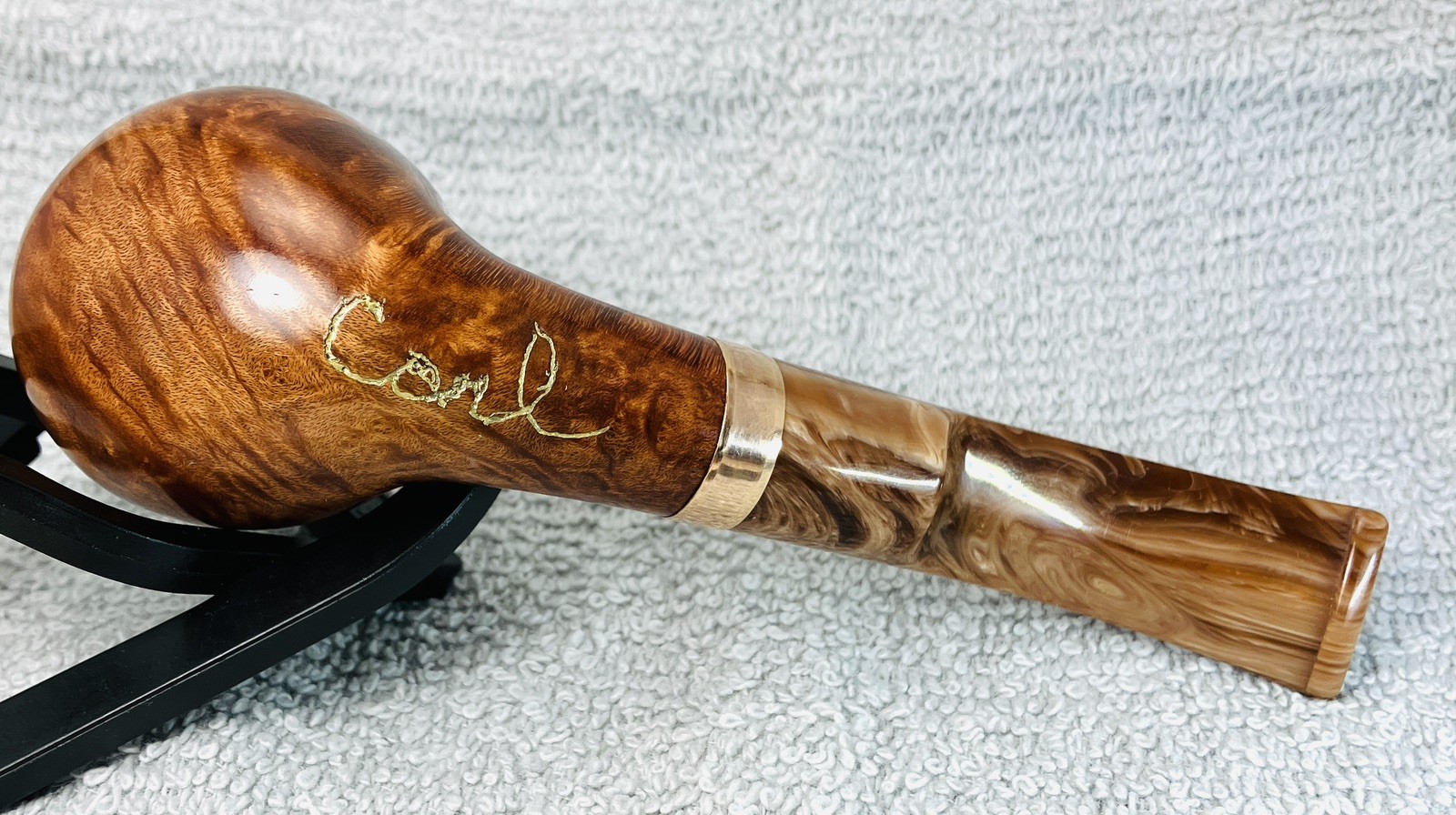 Carl Harris Gold Signature Bent Ball Round Saddle Acrylic Coffee & Cream Stem