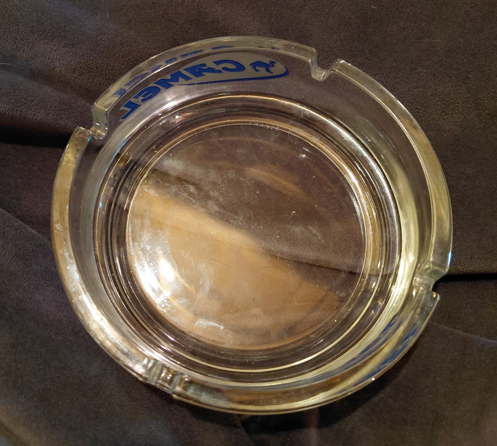 Camel Branded Clear Glass Round Ashtray Cigarette Advertising Y2K Promo