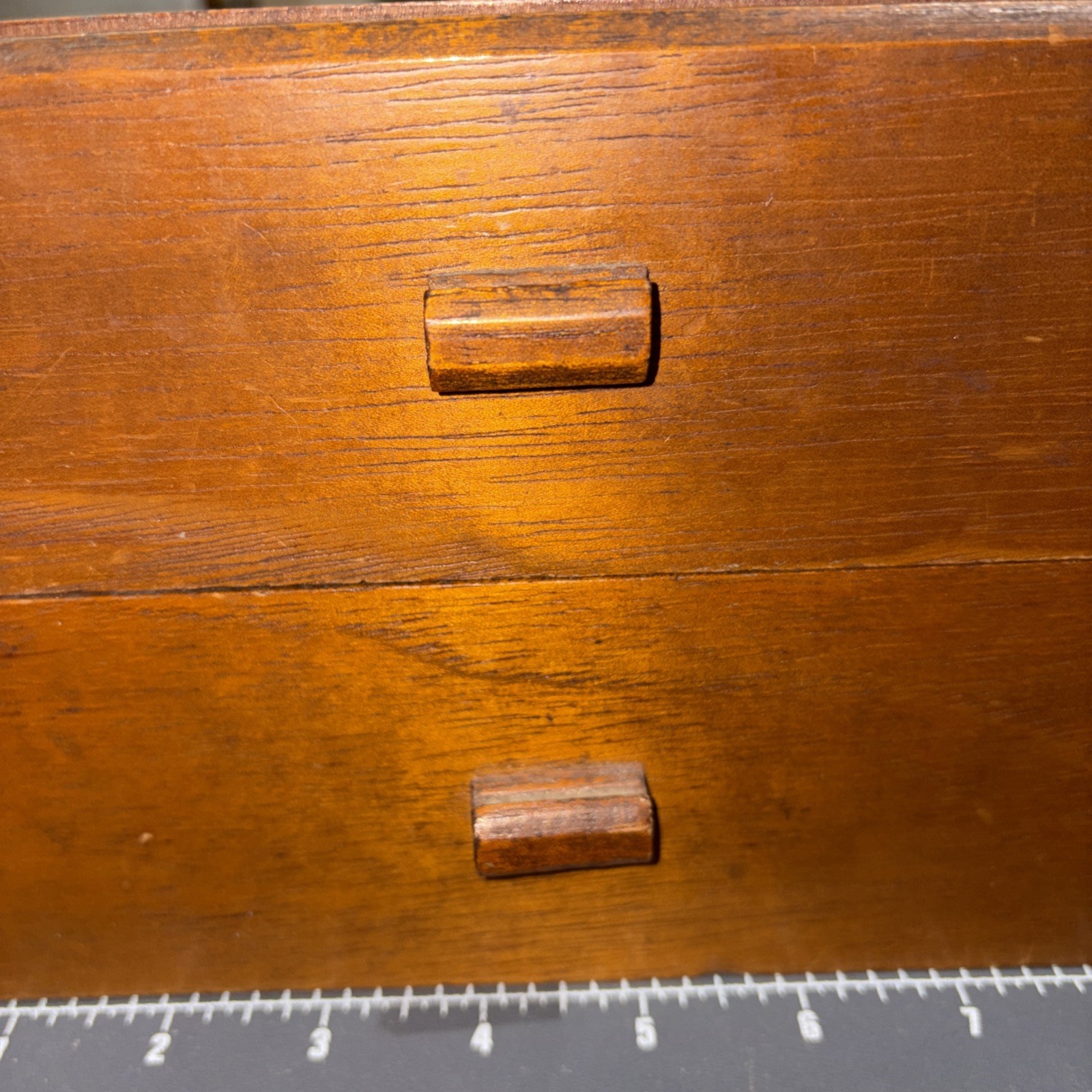 J. T. SWAN TAMPA, FL MID-20TH C VINT TEAK 2 DRAWER CIGAR BOX, W/WDN DRAWER PULLS