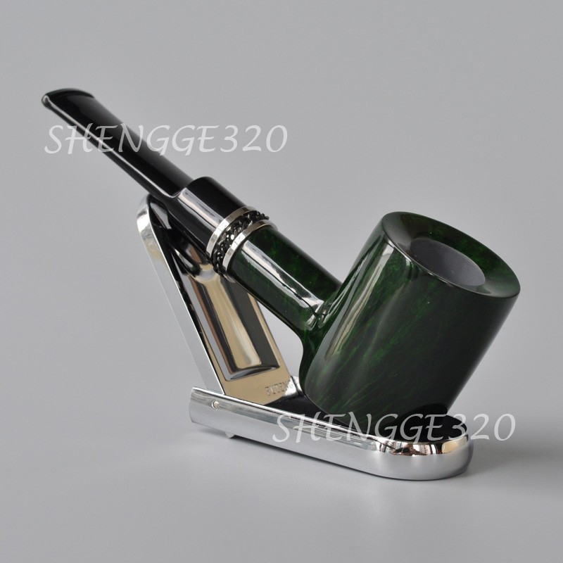 Handmade Briar Root Wooden Tobacco Pipe Poker Green Color Filter Free Large Size