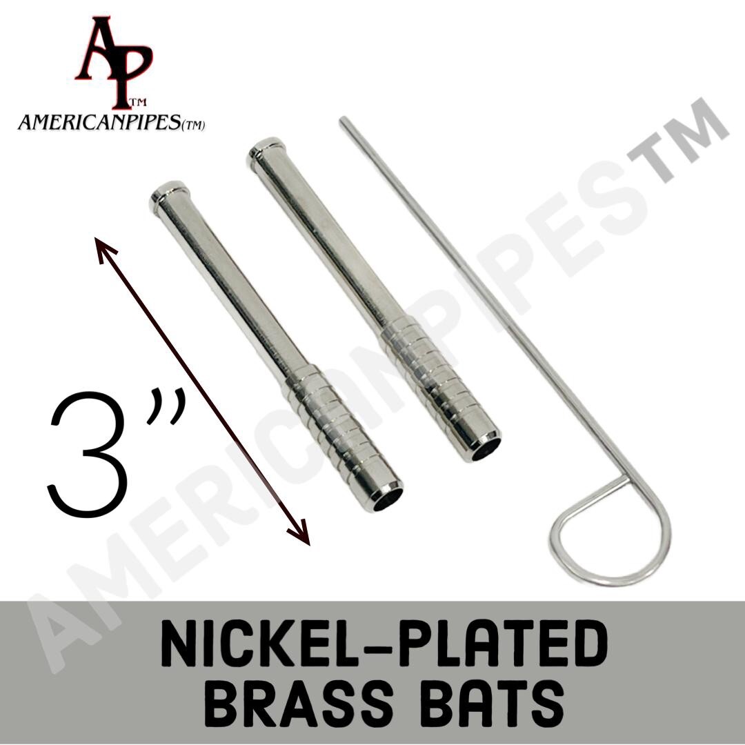 (SET OF 2) NICKEL PLATED BRASS ONE HITTER BAT & A POKER FOR DOUGOUT SINCE 1997