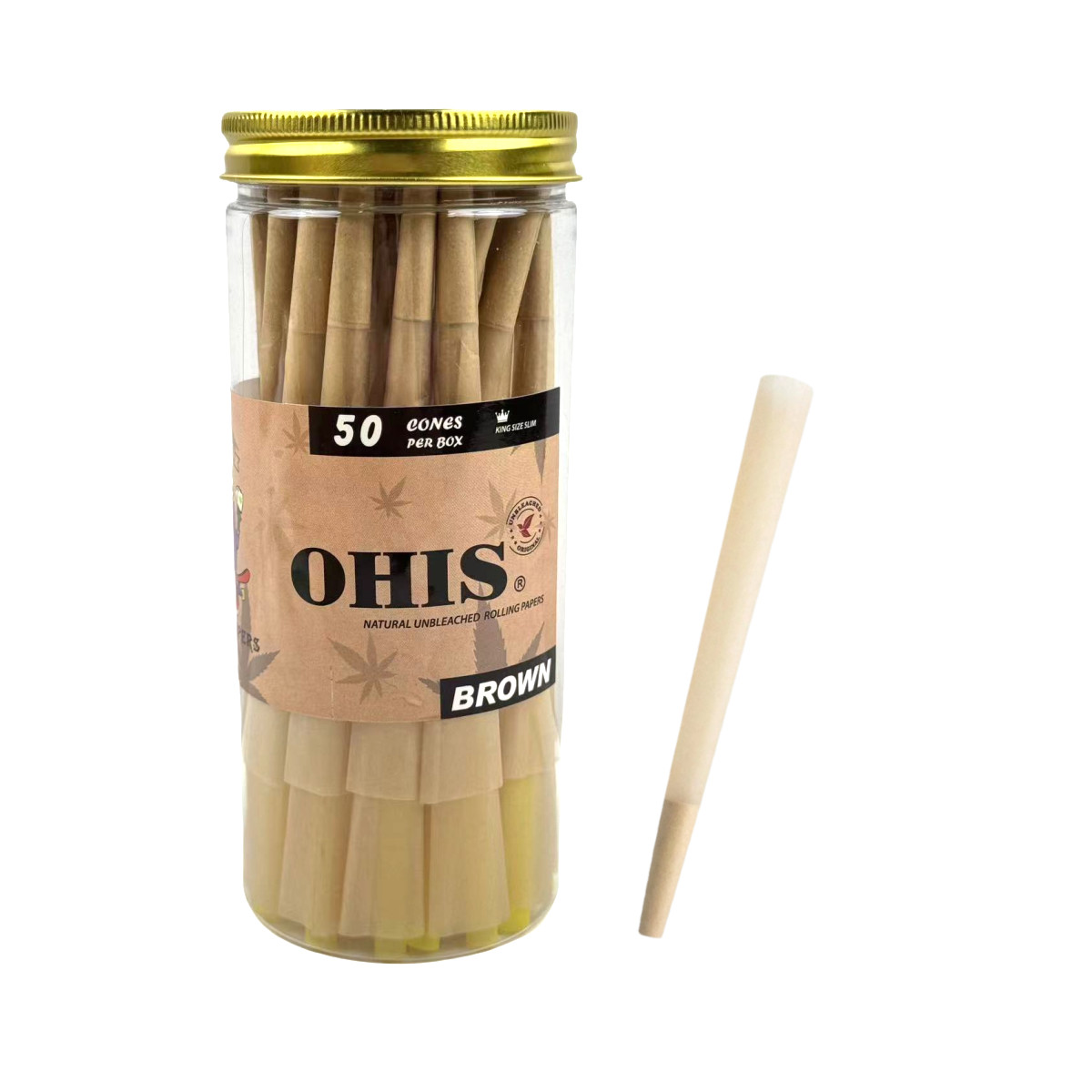 OHIS Pre Rolled Cones King Size Organic Slow-Burning Natural Rolling Papers 50PC