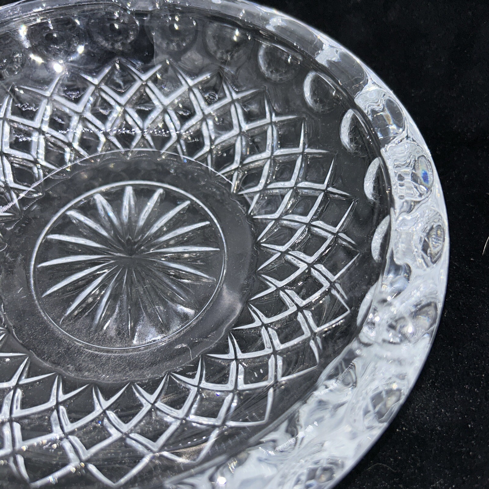 Vintage Princess House Highlights lead crystal 7″ ashtray #868.Star Dot 3-slot