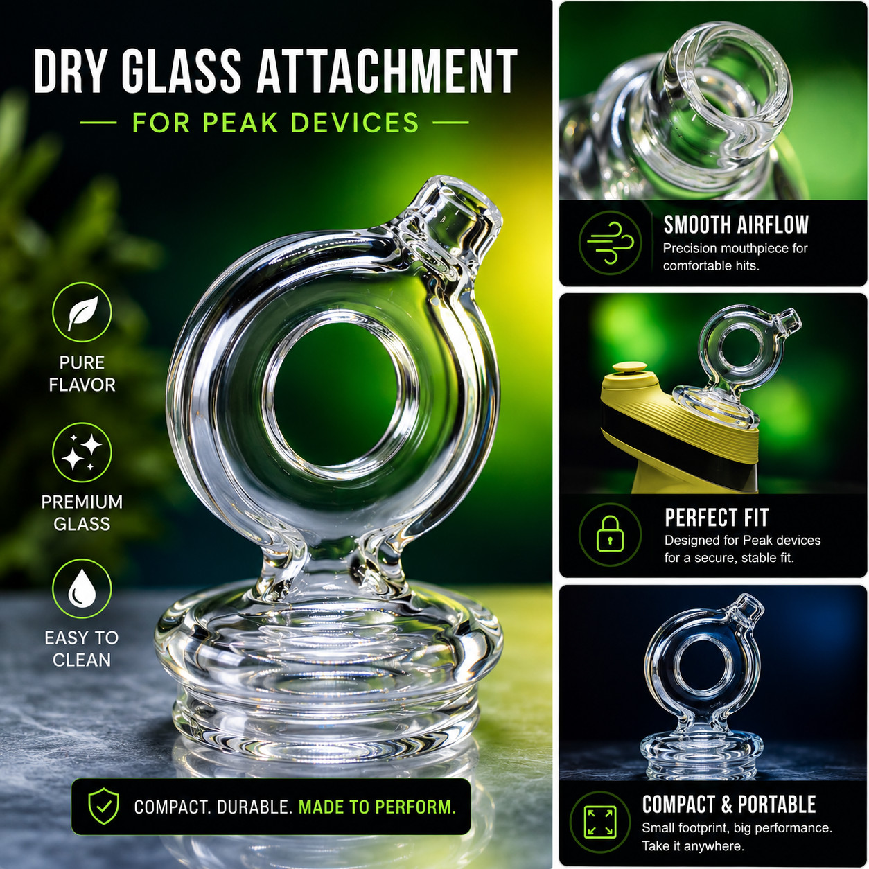 Compact Dry Glass Attachment for Peak Devices