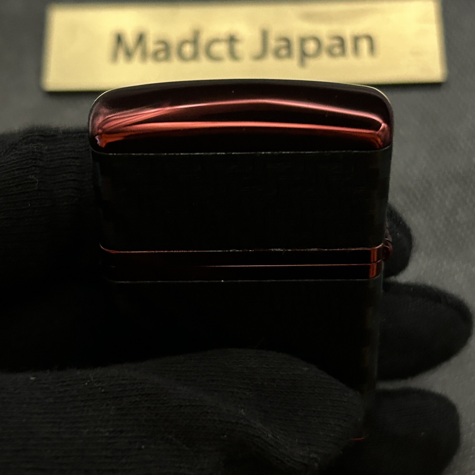 Zippo Armor Oil Lighter Black Carbon Series Wine Red Ion Coating Brass Japan