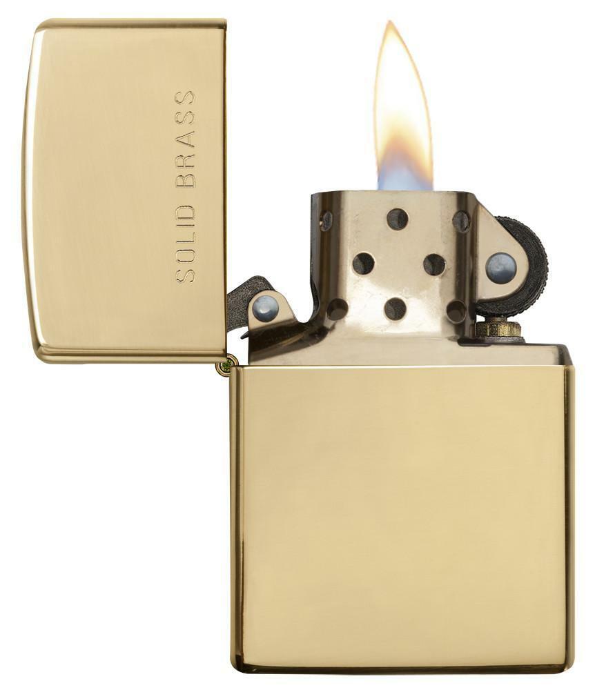 Zippo Windproof High Polished Brass Lighter, 254, Says “Solid Brass”, New In Box