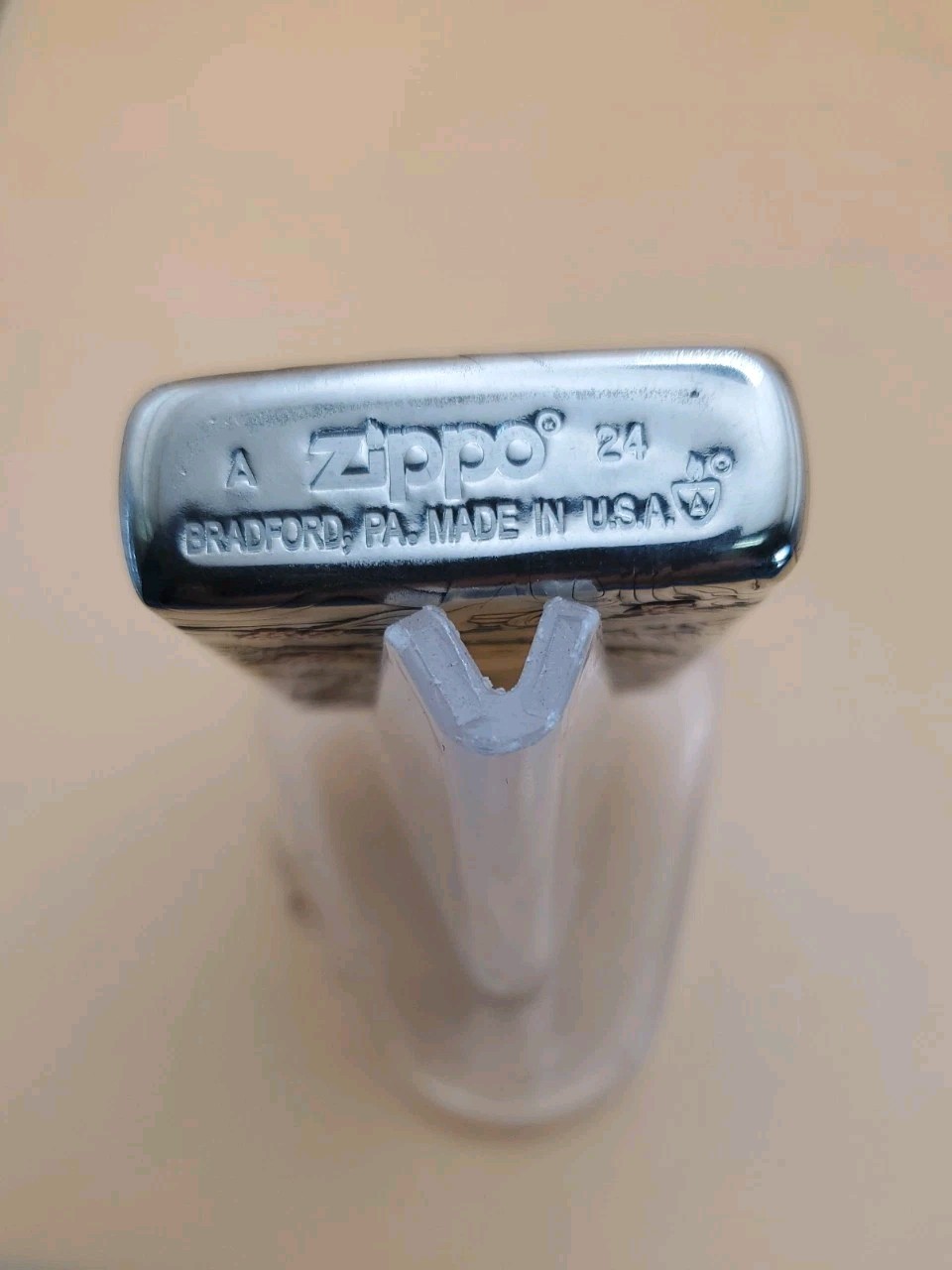 Zippo Lighter With A Double Sided Engraved Tri ColorSexy Lady Polished Chrome