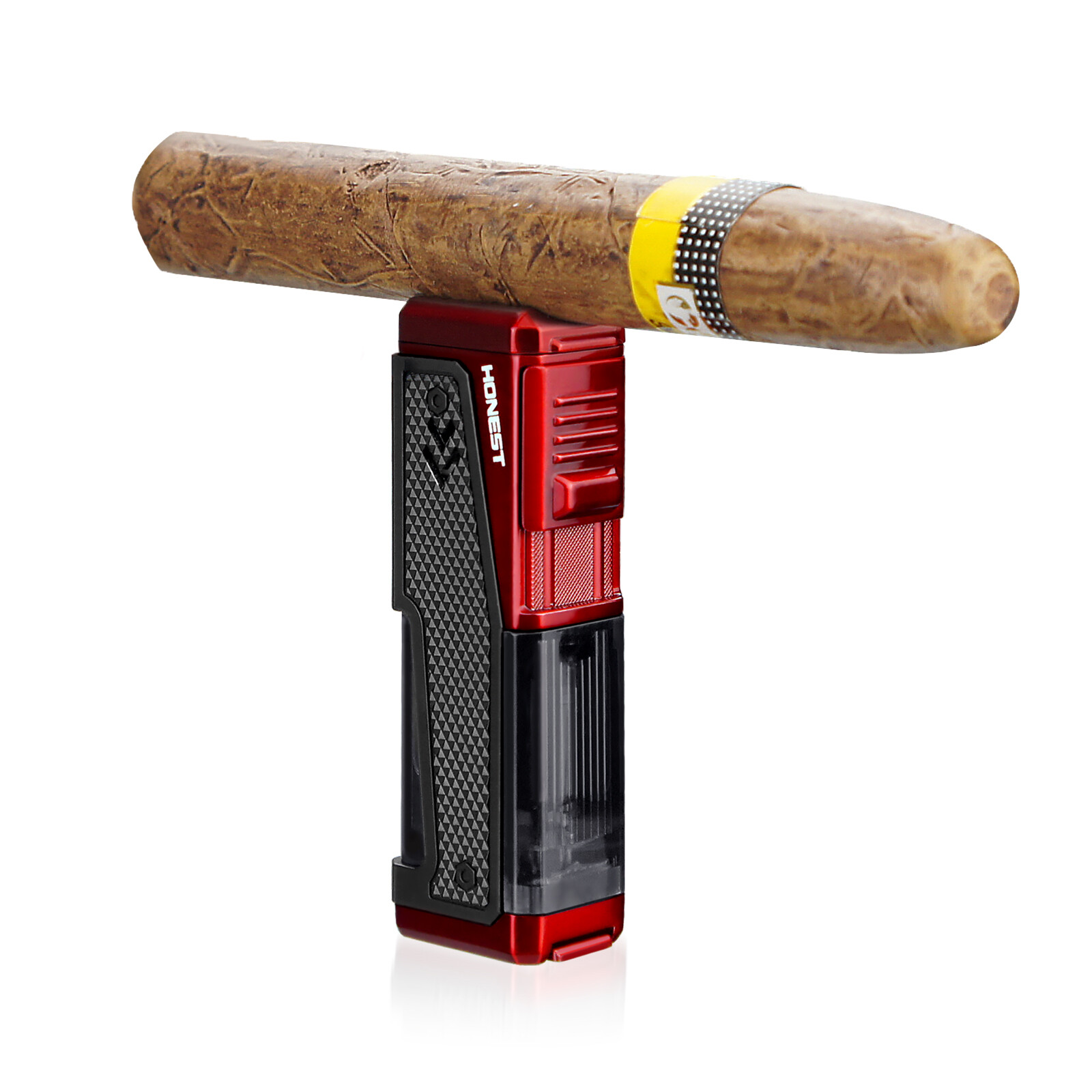 Windproof Cigar Lighters Metal Adjustable Torch Butane Lighter 3 Jet Blue Flame
